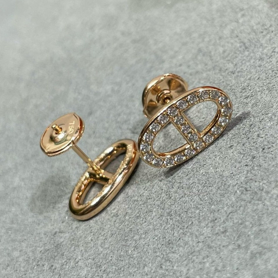 [Opulent Aurora]HM FULL DIAMOND PIG NOSE STUD EARRINGS