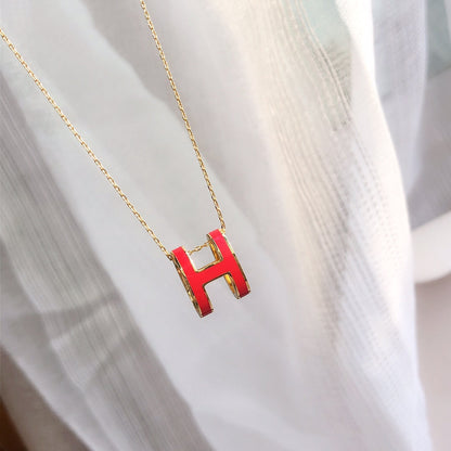 [Opulent Aurora]HM CLIC RED ENAMEL GOLD NECKLACE