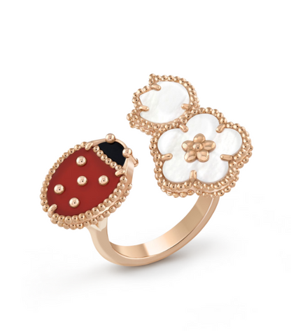 [Opulent Aurora]LUCKY 3 MOTIF ROSE GOLD RING