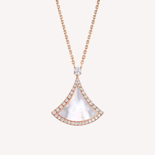 [Opulent Aurora]DREAM MOP DIAMOND PAVED PINK GOLD NECKLACE