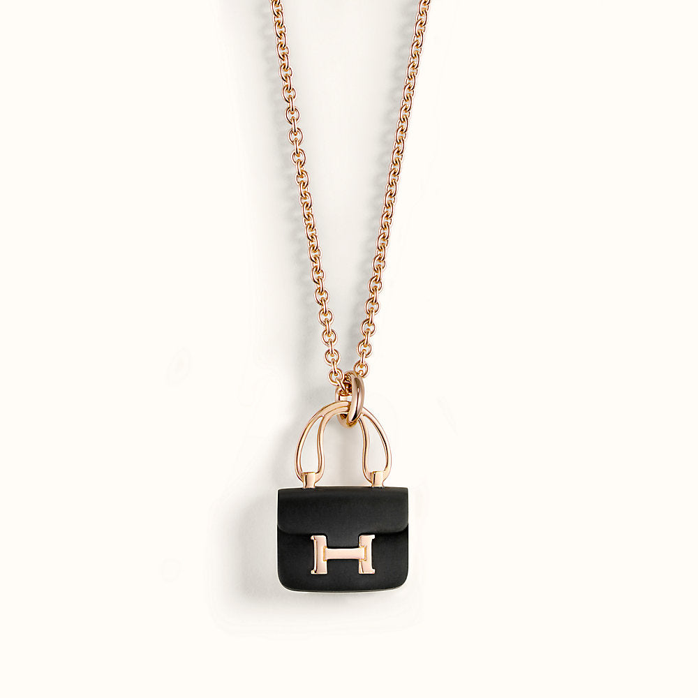 [Opulent Aurora]CONSTANCE BLACK PEDANT PINK GOLD NECKLACE