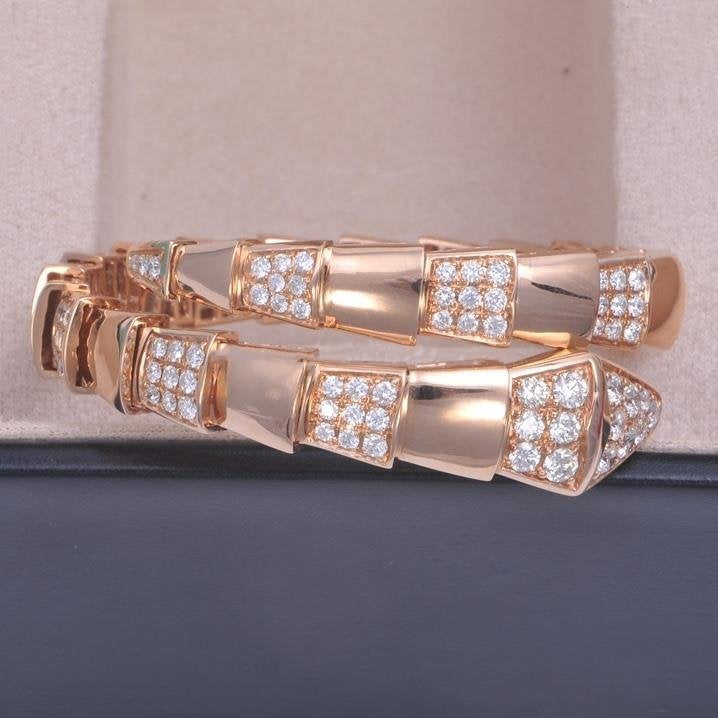 [Opulent Aurora]SERPENTI WIDE BRACELET PINK GOLD DIAMOND