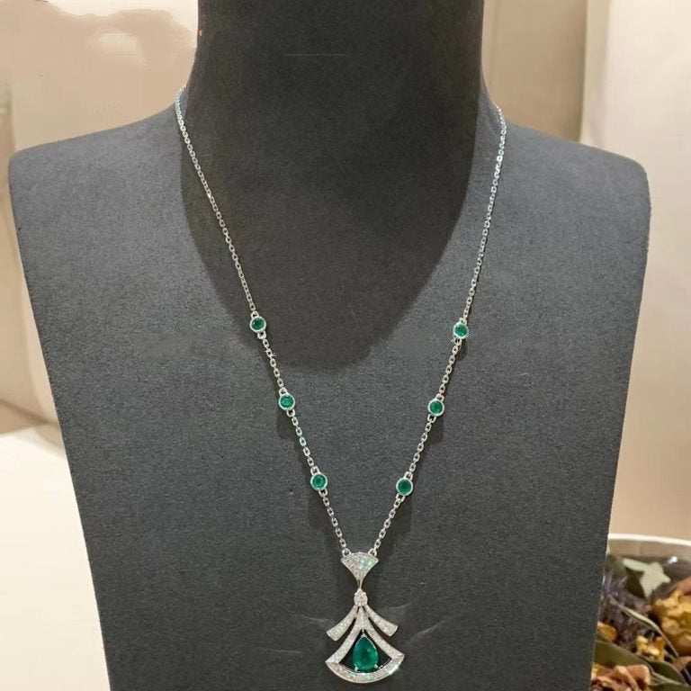 [Opulent Aurora]DREAM NECKLACE MALACHITE DIAMOND SILVER