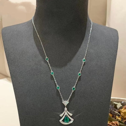 [Opulent Aurora]DREAM NECKLACE MALACHITE DIAMOND SILVER