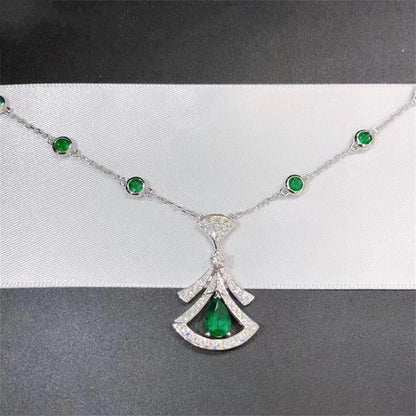 [Opulent Aurora]DREAM NECKLACE MALACHITE DIAMOND SILVER