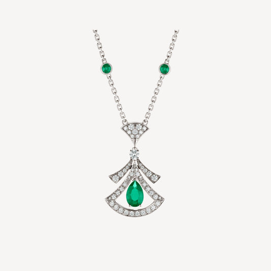 [Opulent Aurora]DREAM NECKLACE MALACHITE DIAMOND SILVER