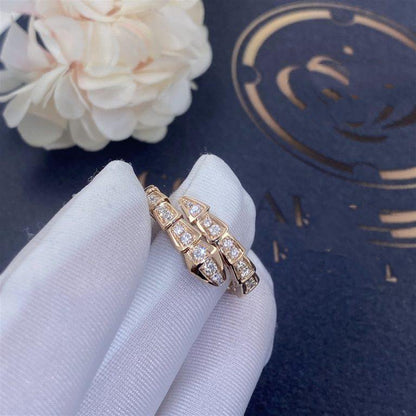 [Opulent Aurora]SERPENTI RING PINK GOLD DIAMOND PAVED 4MM