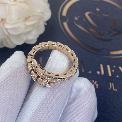 [Opulent Aurora]SERPENTI RING PINK GOLD DIAMOND PAVED 4MM