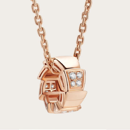 [Opulent Aurora]SERPENTI PEDANT DIAMOND PINK GOLD NECKLACE