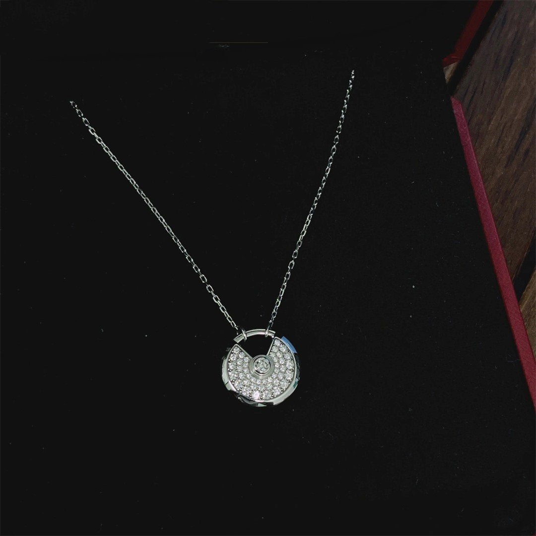 [Opulent Aurora]AMULETTE SILVER FULL DIAMOND NECKLACE