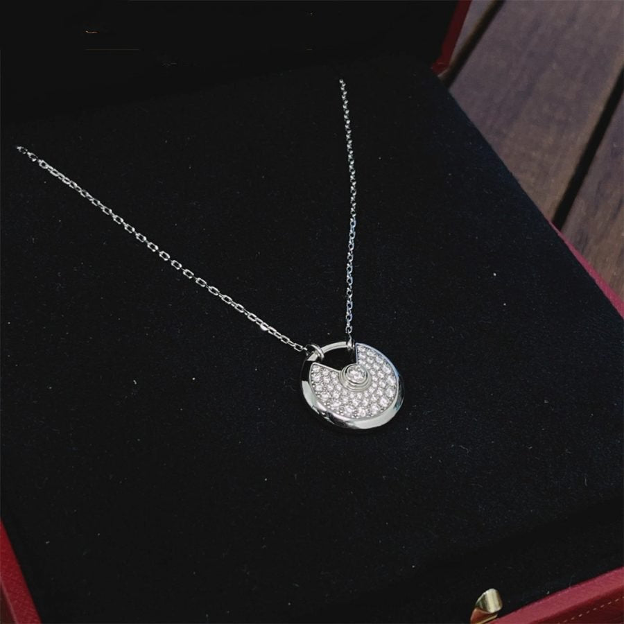 [Opulent Aurora]AMULETTE SILVER FULL DIAMOND NECKLACE