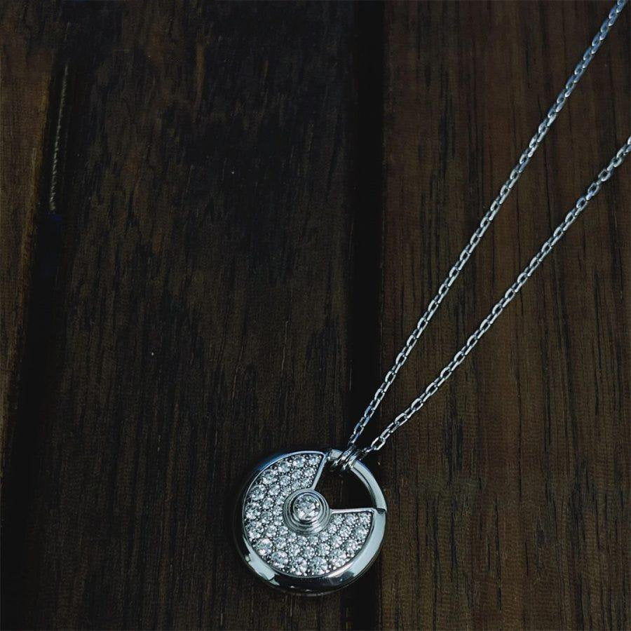 [Opulent Aurora]AMULETTE SILVER FULL DIAMOND NECKLACE