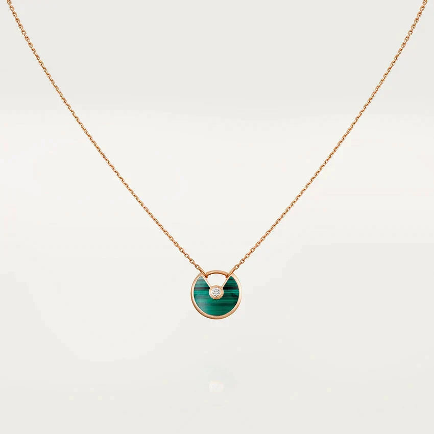 [Opulent Aurora]AMULETTE ROSE GOLD MALACHITE NECKLACE