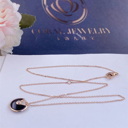 [Opulent Aurora]AMULETTE ROSE GOLD ONYX NECKLACE