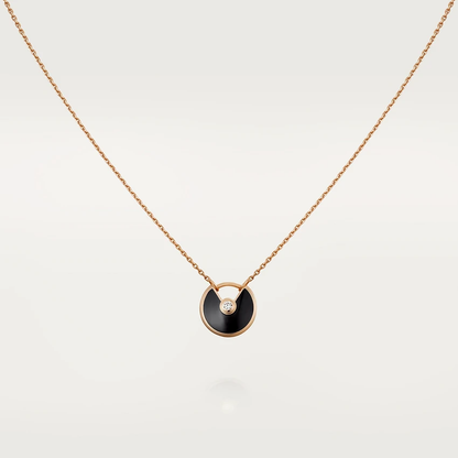 [Opulent Aurora]AMULETTE ROSE GOLD ONYX NECKLACE