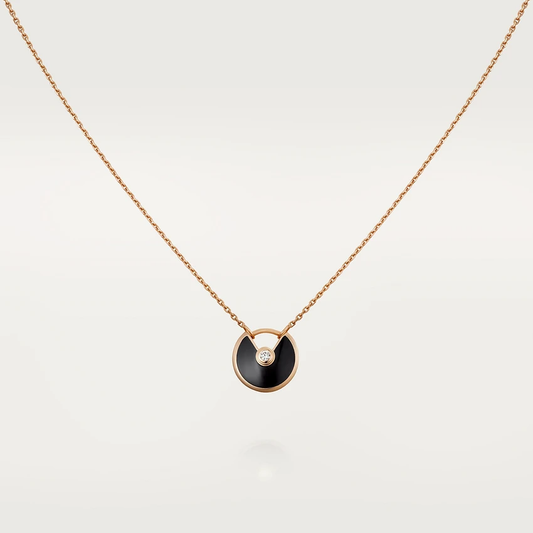 [Opulent Aurora]AMULETTE ROSE GOLD ONYX NECKLACE