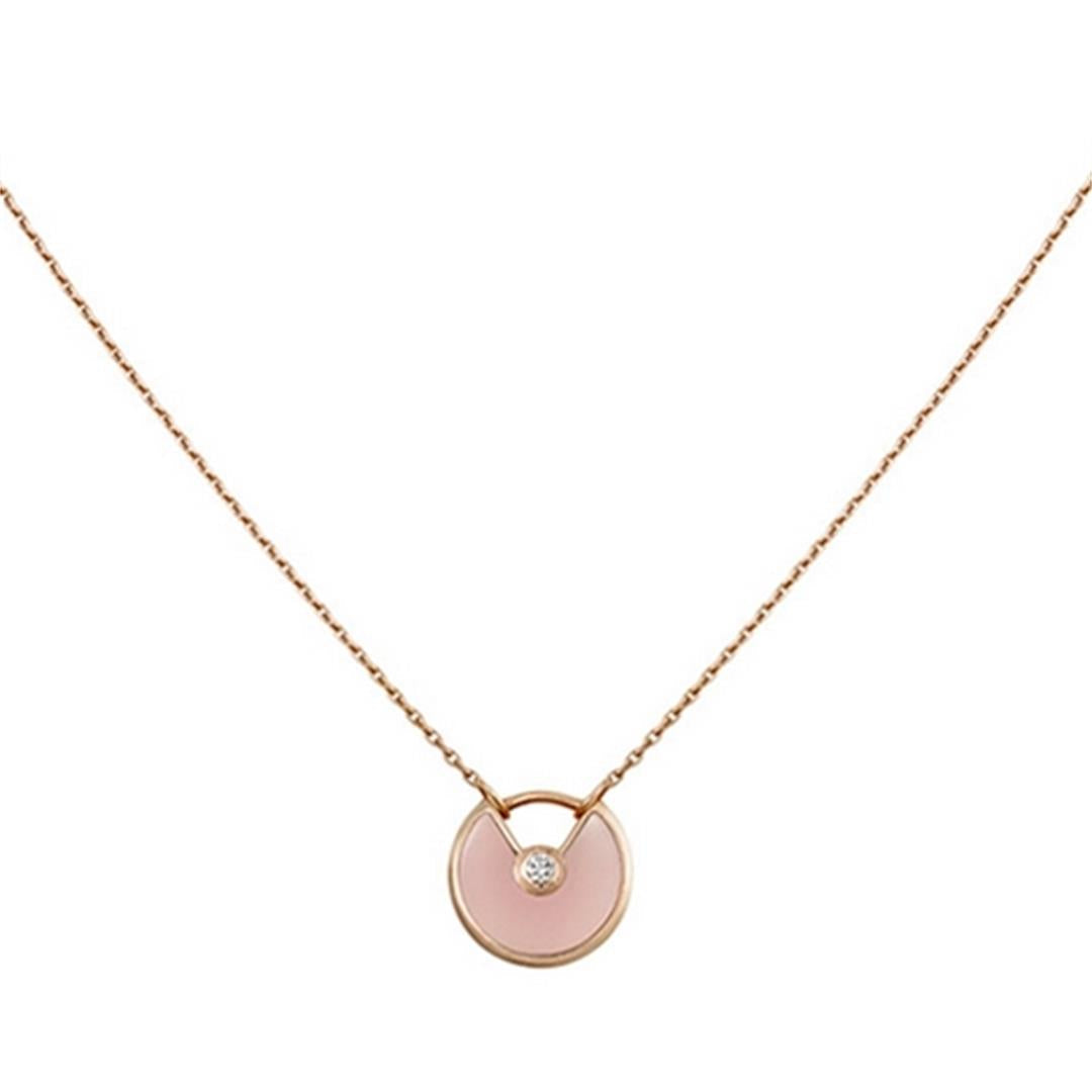 [Opulent Aurora]AMULETTE ROSE GOLD PINK MOP NECKLACE