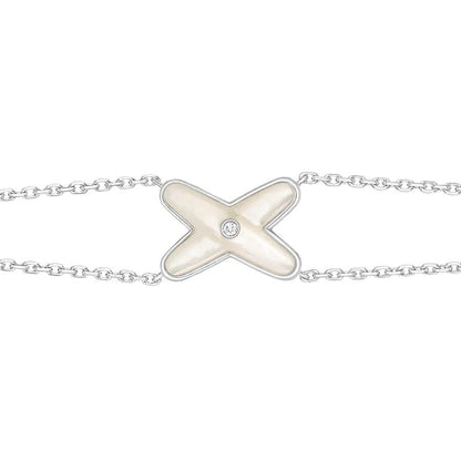 [Opulent Aurora]JEUX BRACELET WHITE MOP SILVER 1 DIAMOND