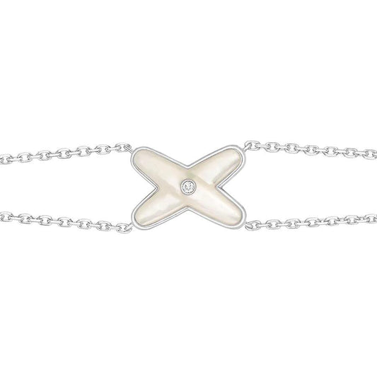 [Opulent Aurora]JEUX BRACELET WHITE MOP SILVER 1 DIAMOND