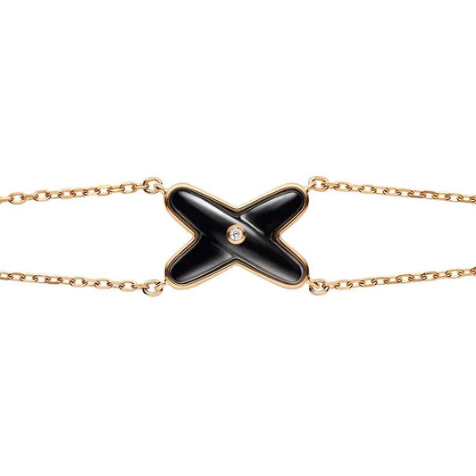 [Opulent Aurora]JEUX BRACELET ONYX PINK GOLD 1 DIAMOND