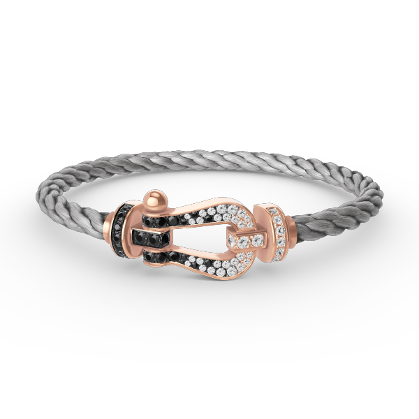 [Opulent Aurora]FORCE LARGE HORSESHOE BLACK WHITE DIAMOND BRACELET ROSE GOLD