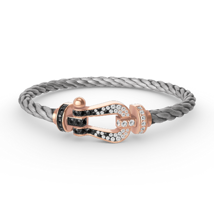 [Opulent Aurora]FORCE LARGE HORSESHOE BLACK WHITE DIAMOND BRACELET ROSE GOLD