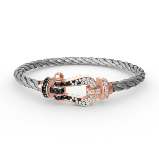 [Opulent Aurora]FORCE LARGE HORSESHOE BLACK WHITE DIAMOND BRACELET ROSE GOLD