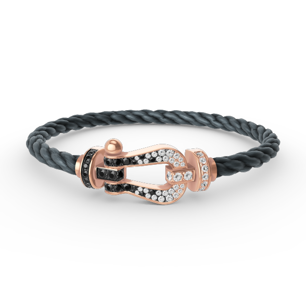 [Opulent Aurora]FORCE LARGE HORSESHOE BLACK WHITE DIAMOND BRACELET ROSE GOLD