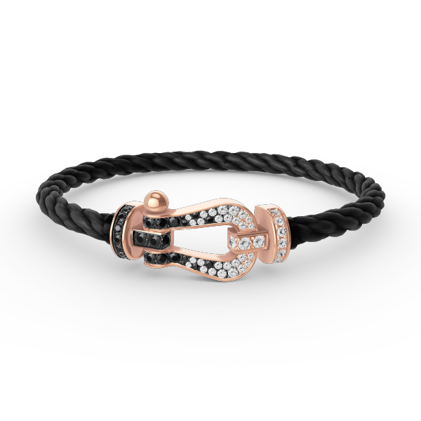 [Opulent Aurora]FORCE LARGE HORSESHOE BLACK WHITE DIAMOND BRACELET ROSE GOLD