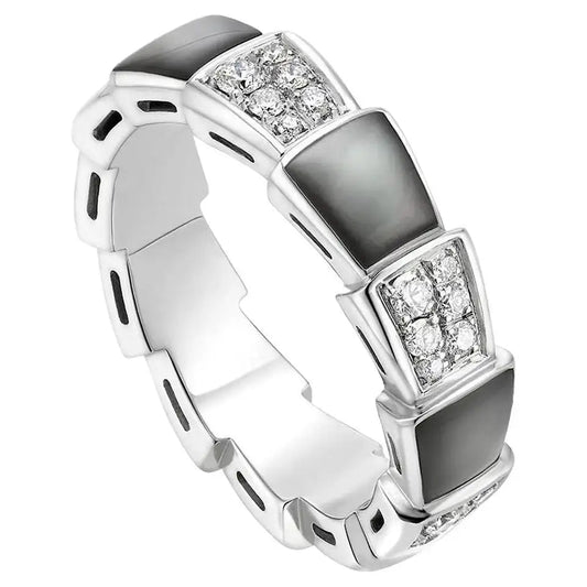 [Opulent Aurora]SERPENTI RING SILVER DIAMOND BLACK MOP 4MM