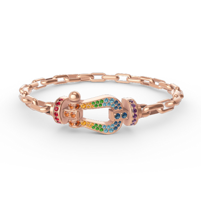 [Opulent Aurora]FORCE LARGE HORSESHOE CLASP  METAL BRACELET