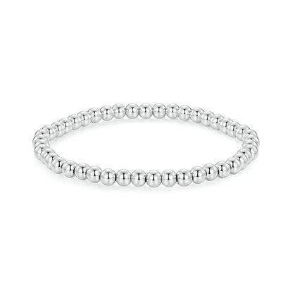 Bead Ball Bracelet Stretchable Elastic White Gold