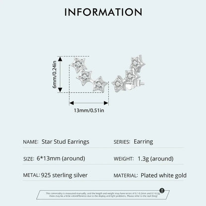 Silver Tiny Star Earrings Studs for Women Teen Girls