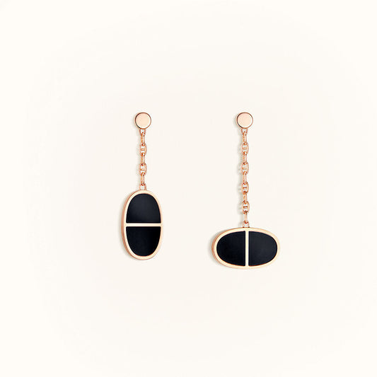 [Opulent Aurora]CHAINE VERSO BLACK CERAMIC EARRINGS