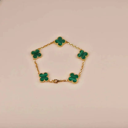 [Opulent Aurora]CLOVER 5 MOTIFS MALACHITE BRACELET