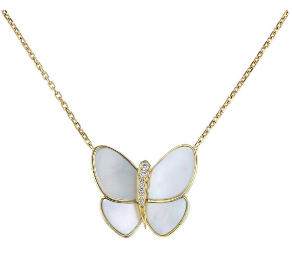 [Opulent Aurora]BUTTERFLY GOLD MOP DIAMOND NECKLACE