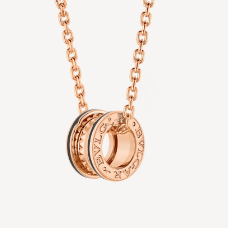 [Opulent Aurora]ZERO 1 ROCK PEDANT PINK GOLD BLACK NECKLACE