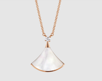 [Opulent Aurora]DREAM NECKLACE WHITE MOP PINK GOLD 1 DIAMOND