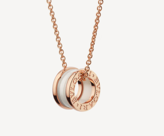 [Opulent Aurora]ZERO 1 WHITE CERAMIC PINK GOLD NECKLACE