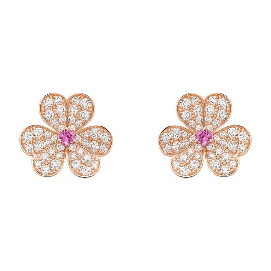 [Opulent Aurora]FRIVOLE PINK GOLD FLOWER DIAMOND EARRINGS