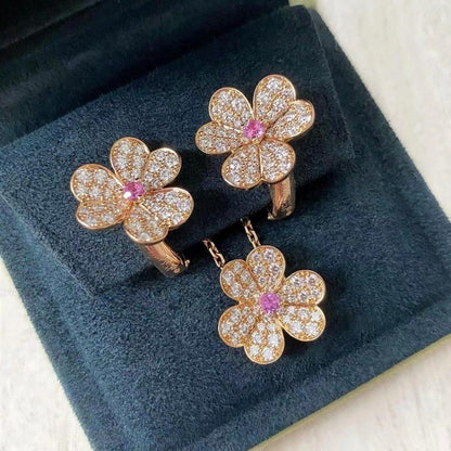 [Opulent Aurora]FRIVOLE PINK GOLD FLOWER DIAMOND EARRINGS