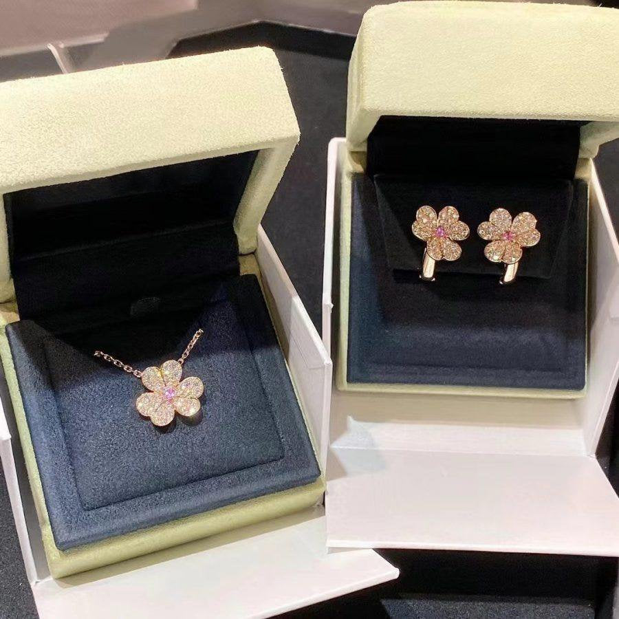 [Opulent Aurora]FRIVOLE PINK GOLD FLOWER DIAMOND EARRINGS