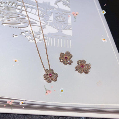 [Opulent Aurora]FRIVOLE ROSE GOLD FLOWER DIAMOND NECKLACE