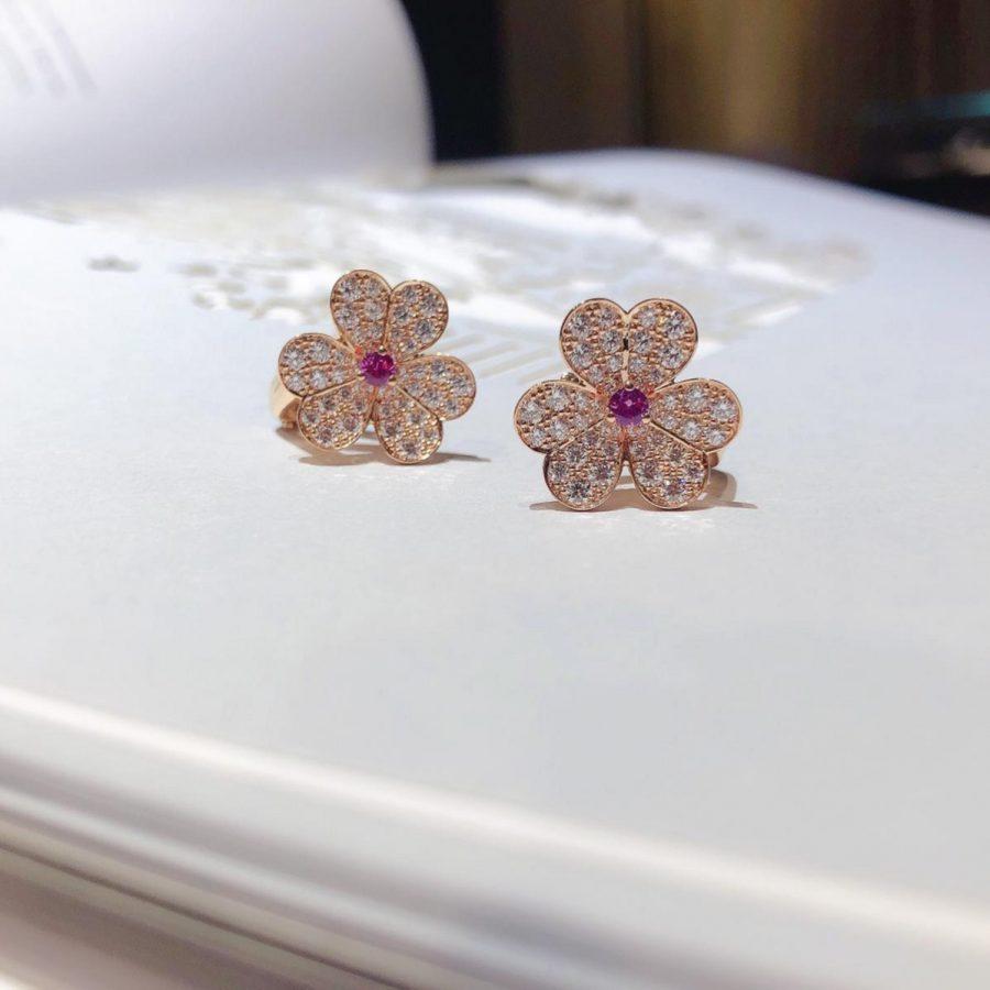 [Opulent Aurora]FRIVOLE PINK GOLD FLOWER DIAMOND EARRINGS