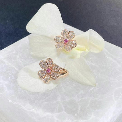 [Opulent Aurora]FRIVOLE PINK GOLD FLOWER DIAMOND EARRINGS