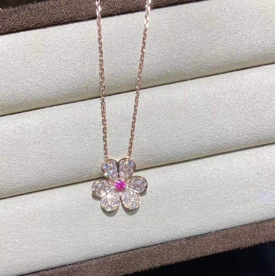 [Opulent Aurora]FRIVOLE ROSE GOLD FLOWER DIAMOND NECKLACE