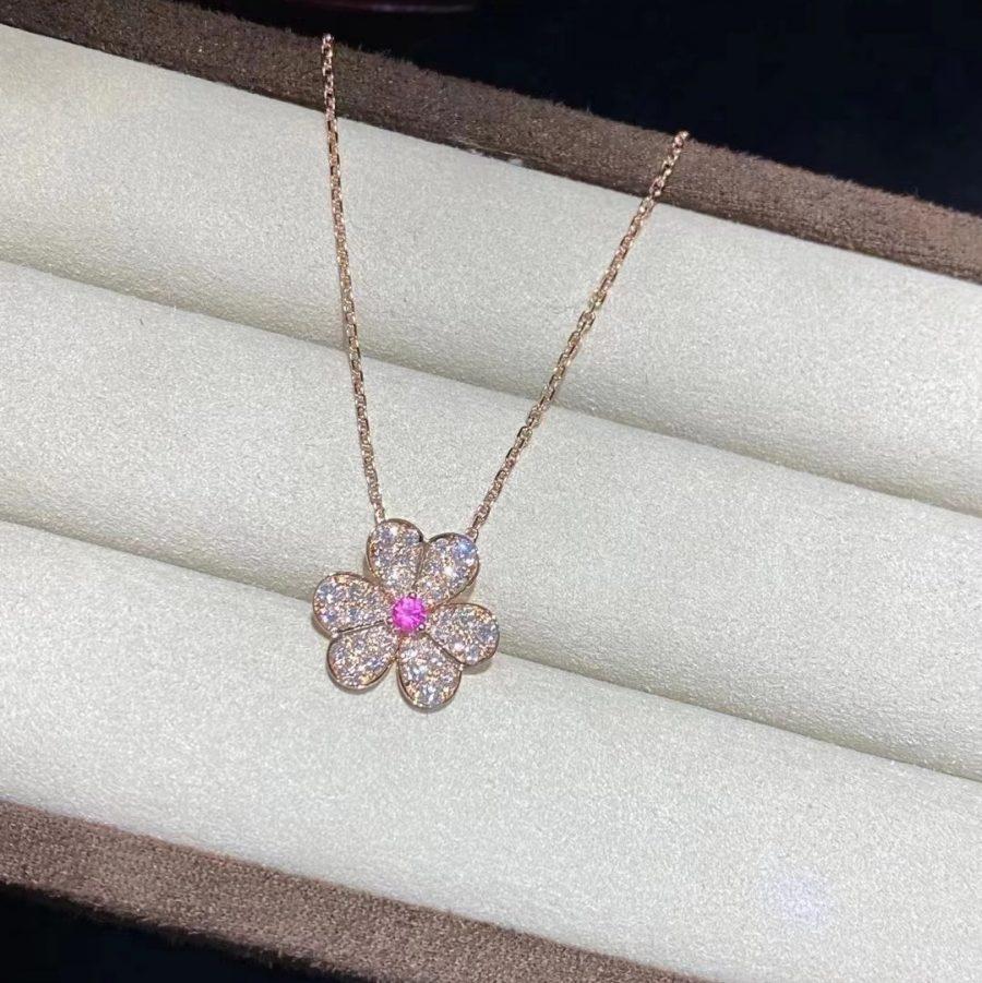 [Opulent Aurora]FRIVOLE ROSE GOLD FLOWER DIAMOND NECKLACE