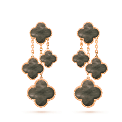 [Opulent Aurora]CLOVER EARRINGS DARK MOP 4 MOTIFS ROSE GOLD