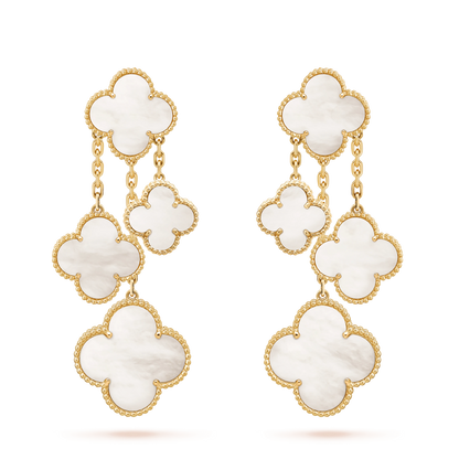 [Opulent Aurora]CLOVER EARRINGS WHITE MOP 4 MOTIFS GOLD