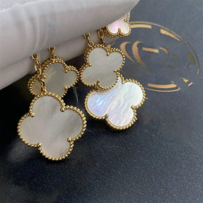 [Opulent Aurora]CLOVER EARRINGS WHITE MOP 4 MOTIFS GOLD